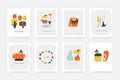 Doodle autumn postcards set Royalty Free Stock Photo