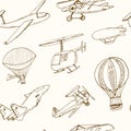 Doodle aviation seamless pattern Vintage illustration for identity, design