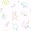 Doodle babies seamless pattern