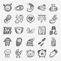 Doodle baby icon sets