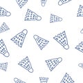 doodle badminton seamless pattern background blue line.