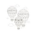 Doodle balloon, coloring page anti-stress vector illustration