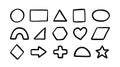 Doodle basic geometric shapes set. Hand drawn math figure icons collection. Doodle cute circle, square and triangle Royalty Free Stock Photo