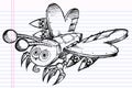 Doodle Battle Robot Butterfly Vector