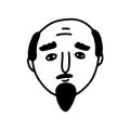 Doodle bearded Man face on white background