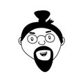 Doodle bearded man. Hand drawn outline face Royalty Free Stock Photo