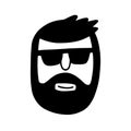 Doodle bearded man in sunglasses Vector illustration