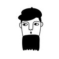 Doodle bearded whistles man. Vector character illustration