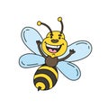 Doodle Bee Vector color Illustration Isolated on white background Royalty Free Stock Photo