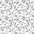 Doodle birds seamless pattern.Background with flying isolated ducks characters. Vector illustration Royalty Free Stock Photo