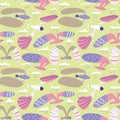 Doodle birds seamless pattern.Background with flying seagulls characters. Vector illustration Royalty Free Stock Photo