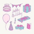 Doodle birthday item collection