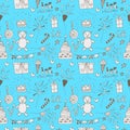 Doodle Birthday Party Background Seamless Pattern