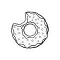 Doodle of bitten donut with glaze and powder