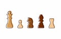 Doodle black, brown and white chess set. World chess day. Royalty Free Stock Photo