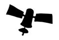 Vector isolated element NASA space satellite with antenna drawn in doodle style with a white line on a black background share of Royalty Free Stock Photo