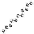 Doodle black paw print. Trace with dog, cat paw prints Royalty Free Stock Photo