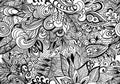 Doodle black and white abstract hand-drawn background. Wavy zentangle style seamless pattern.