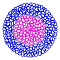 Doodle blue pink circle ornamental mandala vector