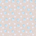 Doodle blue strawberries silhouette and flowers seamless pattern. Perfect for scrapbooking, textile and prints. Royalty Free Stock Photo