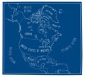 Doodle Blueprint Map of North America Royalty Free Stock Photo
