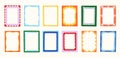 Doodle border frame. Decorative abstract wavy edge geometric shapes, cute funky bubble box text design elements. Vector