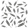 Doodle botany elements repeat pattern. Hand drawn vector flowers, branches, leaves and plants all over surface print Royalty Free Stock Photo