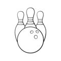 Doodle of bowling ball and pins