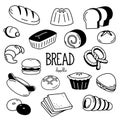 Doodle Bread. Hand drawing styles for bread.