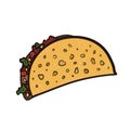 Doodle bright outline mexican tacos symbol