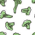 Doodle broccoli cabbage seamless pattern. Hand drawn stylish fruit and vegetable. Vector artistic drawing fresh organic food. Royalty Free Stock Photo