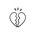 Doodle broken heart illustration hand drawn style