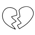 Doodle broken heart outline Hand-drawn love symbol