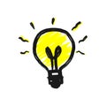 Doodle Bulb light idea for icon. Symbol of idea, creativity, innovation, inspiration Royalty Free Stock Photo