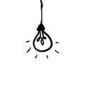 Doodle Bulb light idea for icon. Symbol of idea, creativity, innovation, inspiration Royalty Free Stock Photo