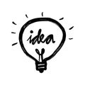 Doodle Bulb light idea for icon. Symbol of idea, creativity, innovation, inspiration Royalty Free Stock Photo