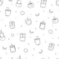 Doodle burning candles seamless vector pattern
