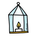 Doodle burning dripping wax candle. Cozy home Royalty Free Stock Photo