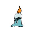 Doodle burning dripping wax candle on white background Royalty Free Stock Photo