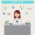 Doodle business digital marketing concept with content editor vector.illustration EPS 10.