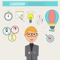 Doodle business Leadership concept with businessman vector.illu