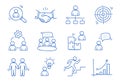 Doodle business team icon set. Doodle teamwork people community, office man group work concept. Target, talk man Royalty Free Stock Photo