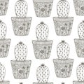 Doodle cactus seamless patten