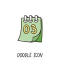 Doodle calendar icon. Tear-off calendar.