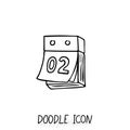 Doodle calendar icon. Tear-off calendar.