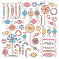 Doodle Candies Sweets Hand Drawn Objects Set