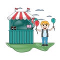 Doodle carnival shop with boy balloons design Royalty Free Stock Photo