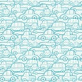 Doodle cars seamless pattern background