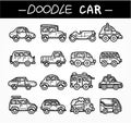 Doodle cartoon car icon set Royalty Free Stock Photo