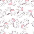 Doodle cartoon cows seamless pattern. Vector background. Royalty Free Stock Photo